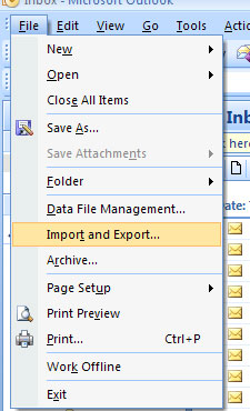 Outlook Import Export